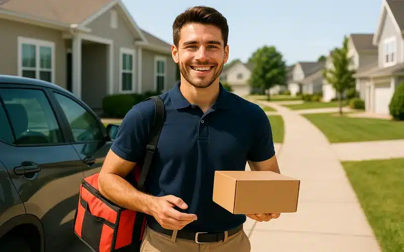 Person providing local delivery service as a flexible side hustle in 2025