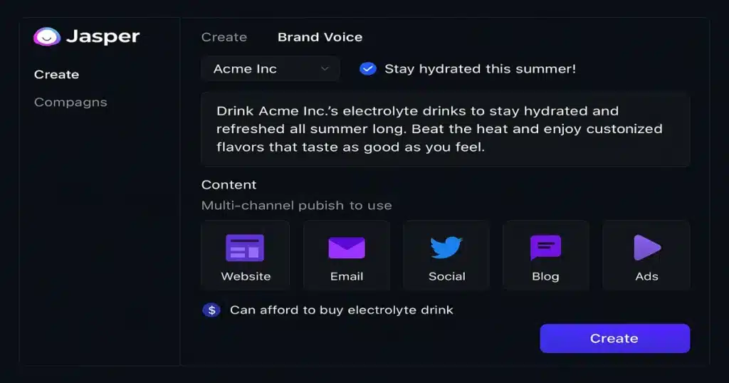 Jasper Chat Pro marketing content generation platform with brand consistency tools