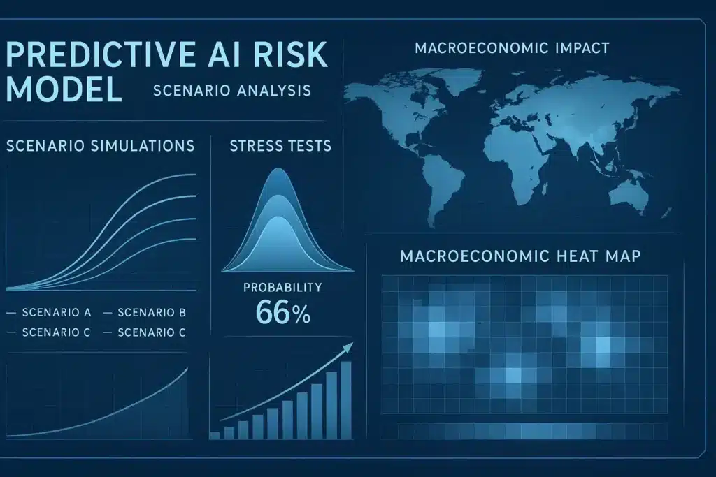 Predictive AI risk models simulating macroeconomic scenarios