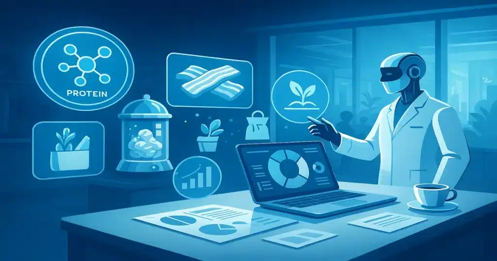 Futuristic food technology and sustainable agriculture concepts representing innovation in alternative protein production