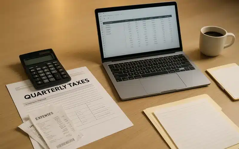 Tax planning essentials for side hustle income showing organized documents and calculator